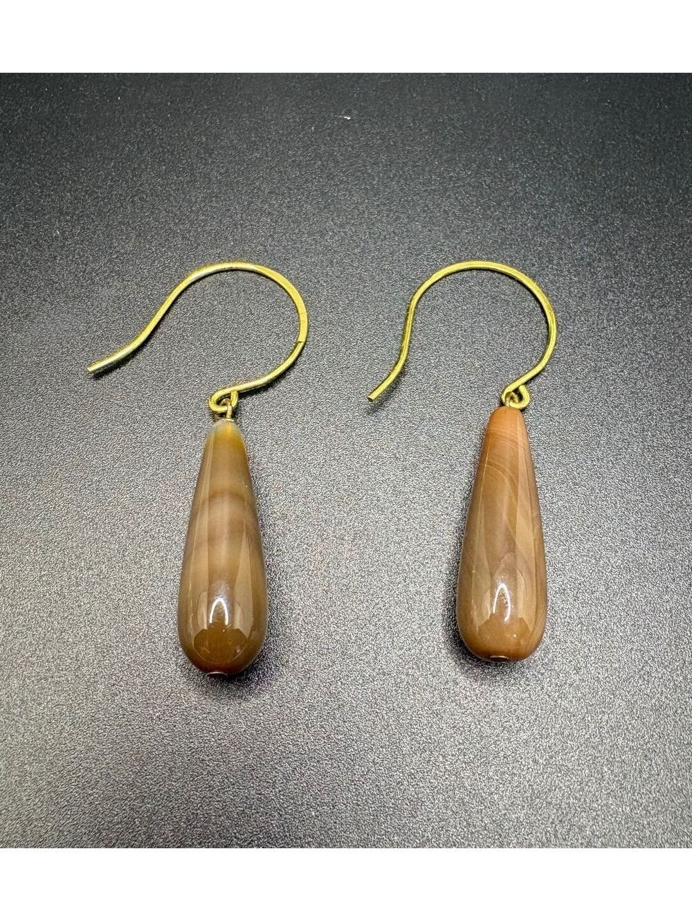 Natural Agate Teardrop Stone Earrings
